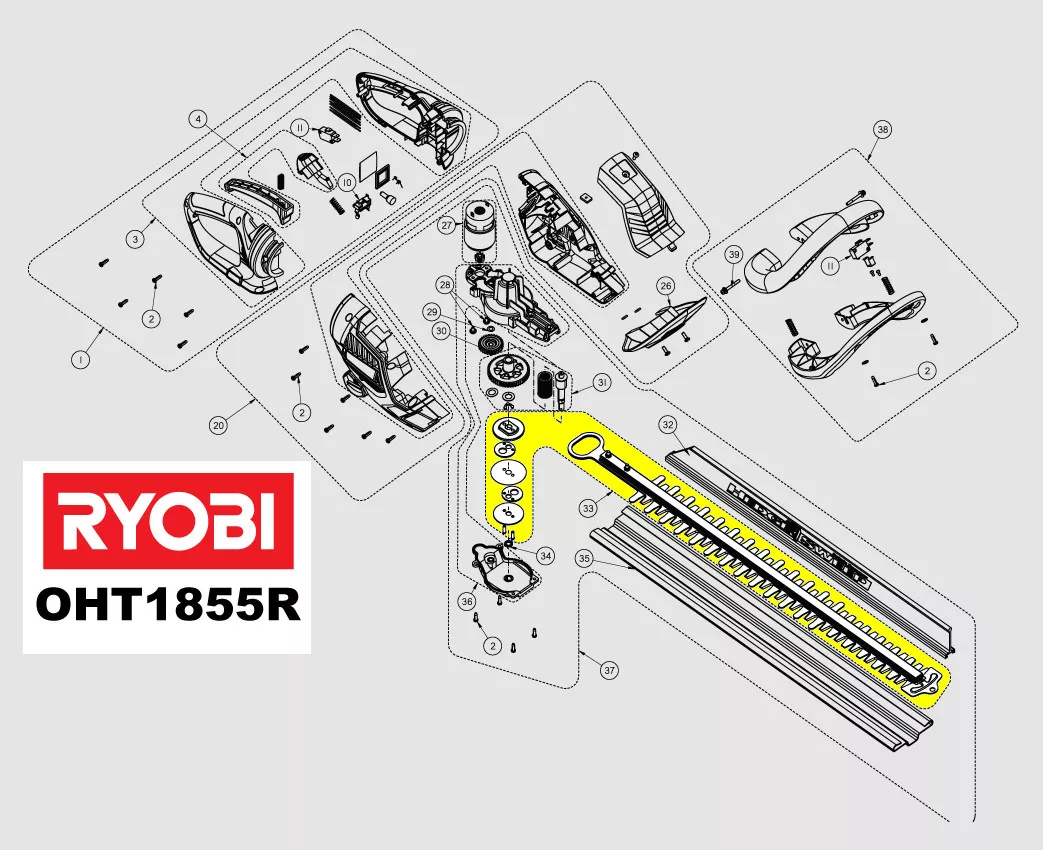 jeu de lames réf. 5131035471 taille-haie Ryobi